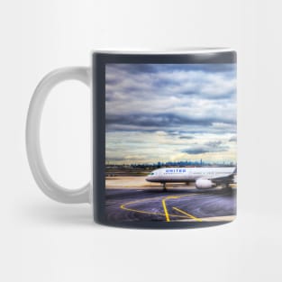 United Airlines And Manhattan Skyline JFK Airport Mug